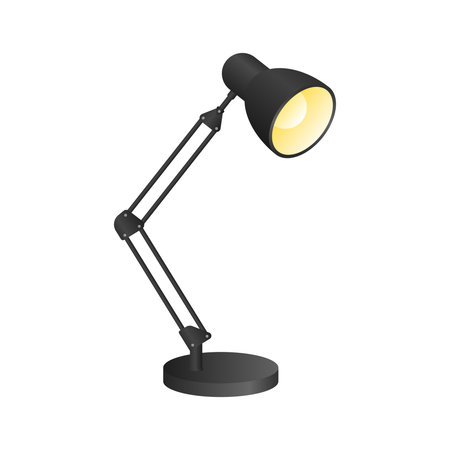 Simple Vector Illustration of Black Study Lamp. Suitable for Study, Workspace, and Interior Decoration.のイラスト素材