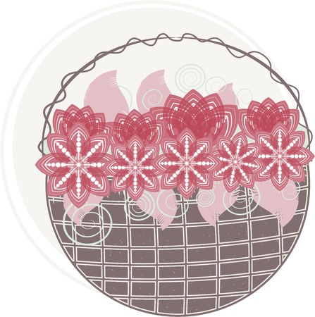 Red flower basketのイラスト素材
