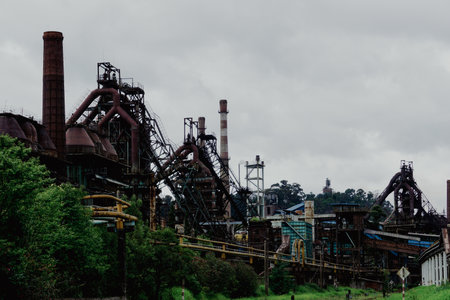 Abandoned steel mill in the countryside of Sri Lanka, Asiaの写真素材