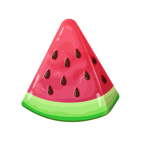 Watermelon slice. Healthy fruit food design in cartoon style. Vector illustration isolated on white background.のイラスト素材