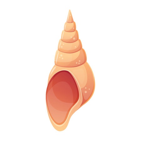 Colorful tropical shell.Summer concept in cartoon style. Vector illustration isolated on white background.のイラスト素材
