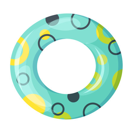 Blue rubber ring for swimming in pool and sea. Summer time symbol. Circle toy. Vector illustration isolated on white background.のイラスト素材