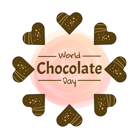 World chocolate day design sticker. Chocolate blocks in cartoon style. Vector illustration isolated on white background.のイラスト素材