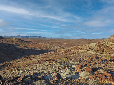 Hauser geode bed landscape against cloudy blue skyの写真素材
