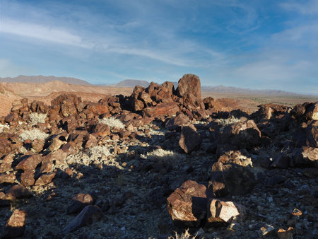Geode landscape in California under blue skyの写真素材