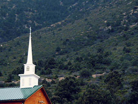 Church steeple on a hillside in Mount Charleston, NVの写真素材