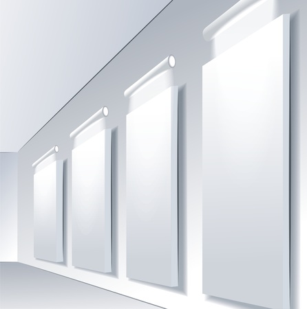 	 Gallery Interior with empty frames on wall のイラスト素材