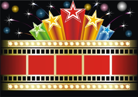 	 Star shape neon for poster at cinema event のイラスト素材