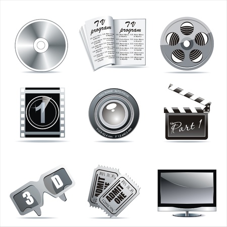 Cinema symbols set isolated on white. のイラスト素材