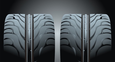 Two tyres on black background のイラスト素材