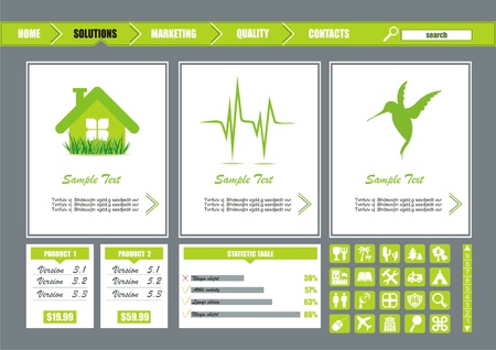  Green Website Design Template のイラスト素材