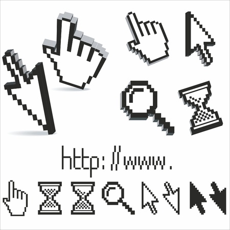 set of 3d pixel cursors のイラスト素材