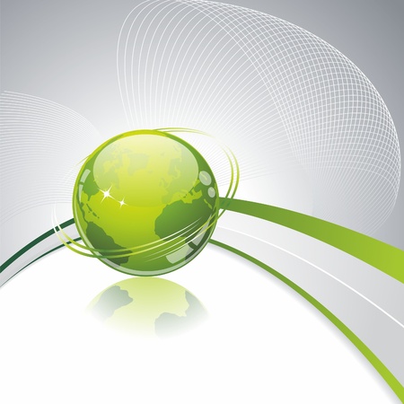 Green globe icon . Eco background with green glass globe.のイラスト素材