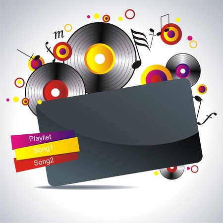 Banners decorated with musical symbols and grunge elementsのイラスト素材