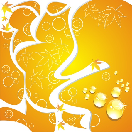 Splash and blot ,branch with  leaves. Vector background.のイラスト素材