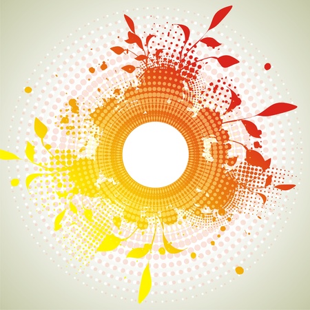 Splash and blot ,branch with  leaves. Vector background.のイラスト素材