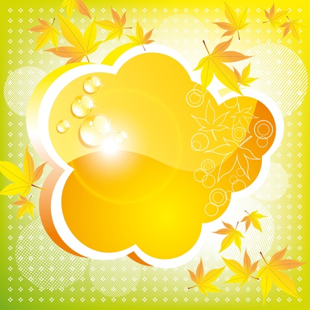 Orange autumn cloud with leaves and a patch of light. A bright cardのイラスト素材