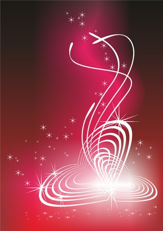 white heart  bow isolated on red background のイラスト素材