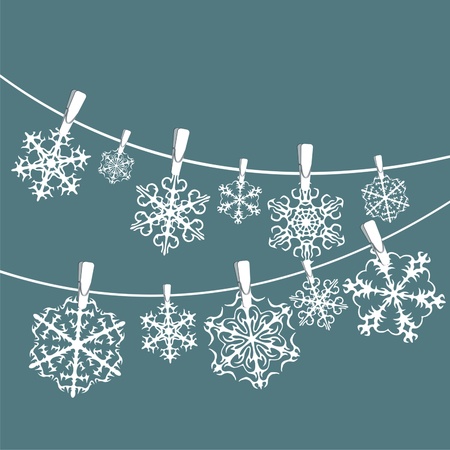 Vector set of snowflakes background のイラスト素材