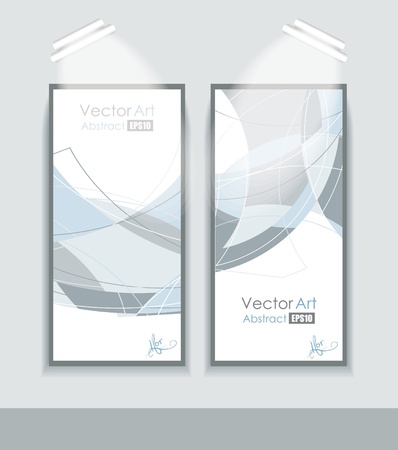 empty frames with abstraction in a room against a white wallのイラスト素材