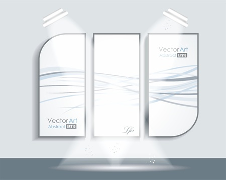 Gallery Interior with abstract picures on wall のイラスト素材