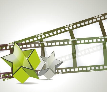 Old negative film strip with 3d glass starsのイラスト素材
