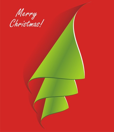 Creative Christmas tree formed from curled corner paper. Vector Illustration.のイラスト素材