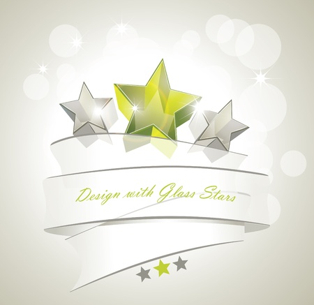 3d illustration of single glass star shape with transparent ribbonのイラスト素材