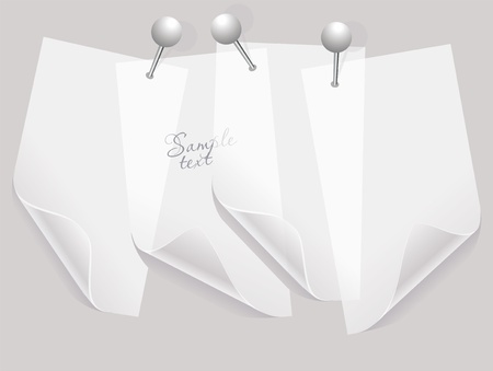 collection of various white note papers or transparent stickers wiht pinsのイラスト素材
