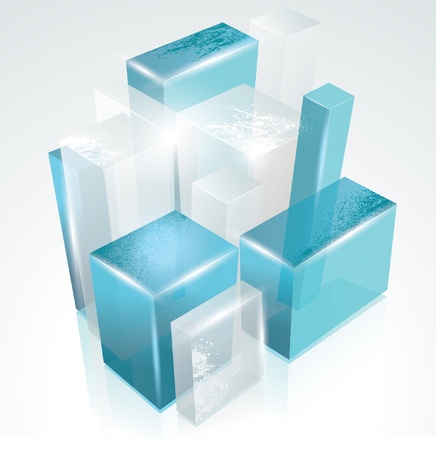 3D glass rectangles abstract background のイラスト素材