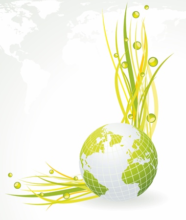 Green concept. Green globe with grassのイラスト素材
