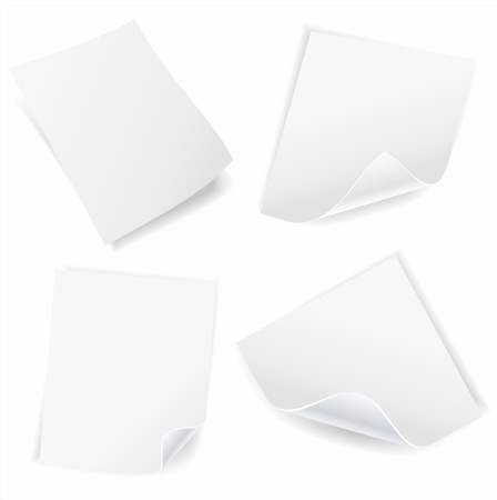 collection of various white note papers on white backgroundのイラスト素材