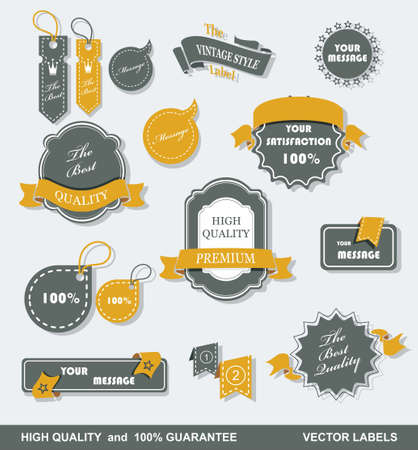 Vintage Styled Premium Quality  Labels and Ribbons collection with black grungy design  のイラスト素材