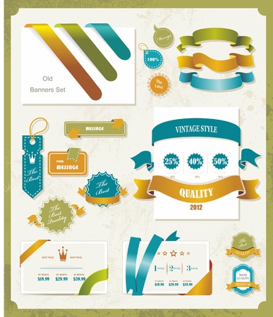 Set of retro ribbons and labels  Vector illustration  Set of retro ribbons and labels  Vector illustration  のイラスト素材
