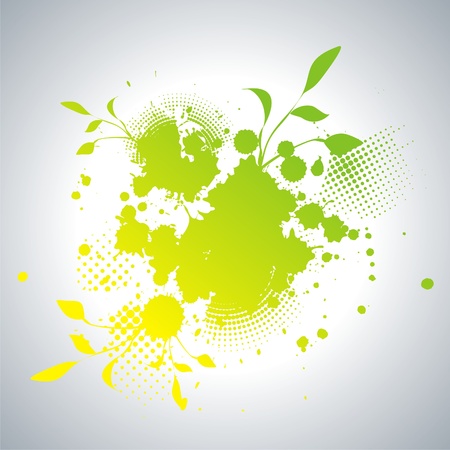 Abstract artistic Background with floral element and colorful blots. ink splattered background のイラスト素材