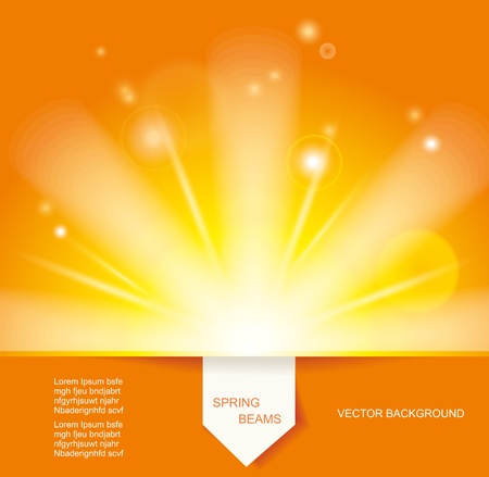 Sun Beams with Orange Yellow Blurred and Paper Stickerのイラスト素材