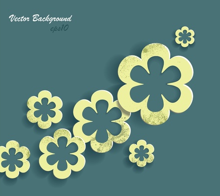 Greeting card with paper flowerのイラスト素材