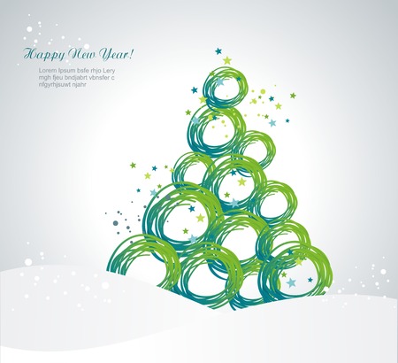 stylized Christmas tree from ribbons circlesのイラスト素材