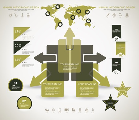 Minimal infographic template. Business management, strategy and web resources.のイラスト素材