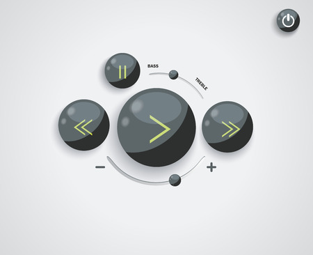 Black Glossy Web Elements: Buttons, Switchers, Player, Audioのイラスト素材