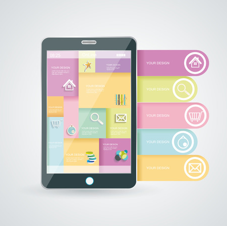 Smartphone with stylish modern colorful user interface on a screen のイラスト素材