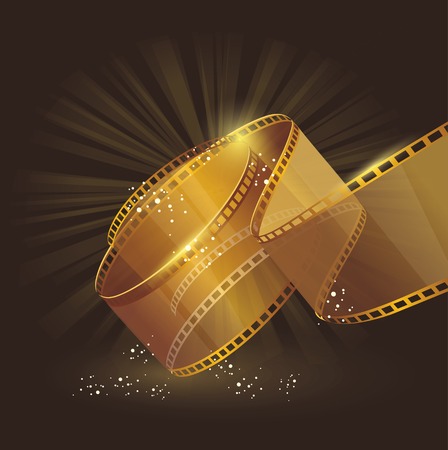 3d gold film reel , vector label signのイラスト素材