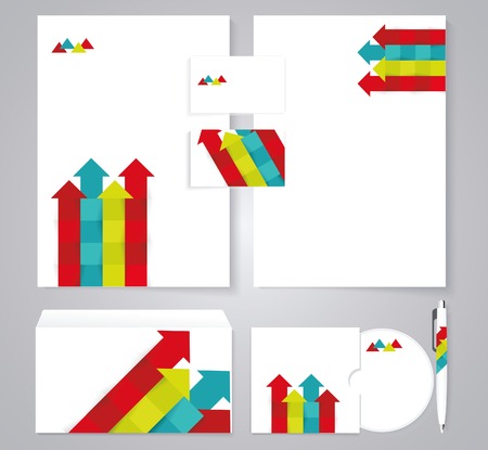 Corporate identity template with color arrows. Documentation for business.のイラスト素材