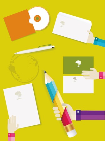 Set of office and business work elements in flat designのイラスト素材