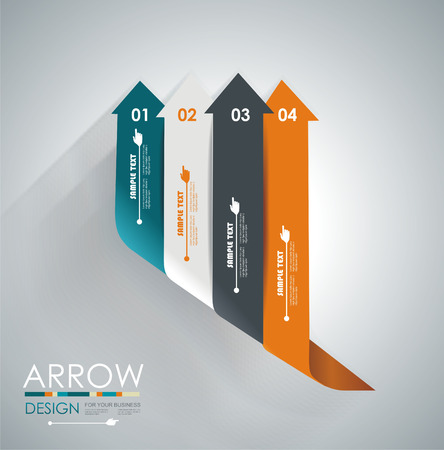 Abstract paper cut arrow background. Can be used for infographics, workflow layout, diagram, number options, business step options, web design.のイラスト素材