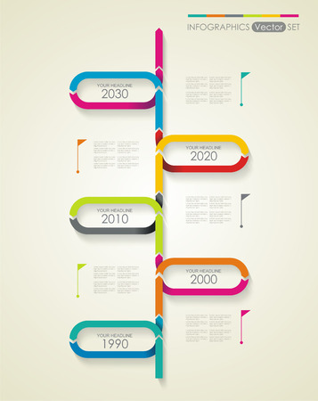 Time Line Design. Can be used for workflow layout; diagram; number options; step up options; web design; banner template; infographic, timeline.のイラスト素材