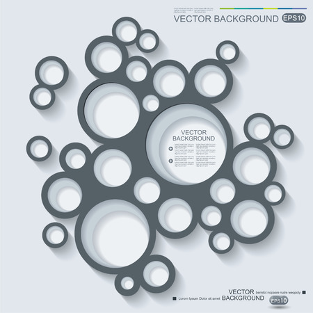 Abstract infographics design with circles and shadow on grey background.のイラスト素材
