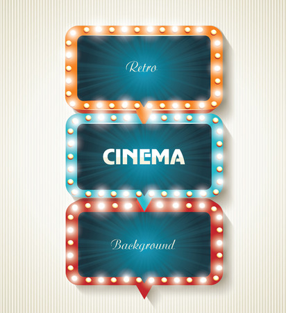 Cinema banners with light bulbs. Vector cinema background.のイラスト素材