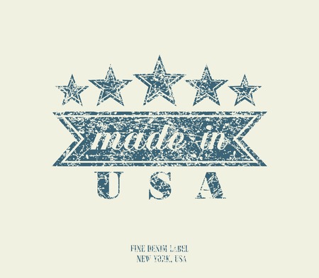 Vintage Denim Typography, Made in USA, vectorのイラスト素材