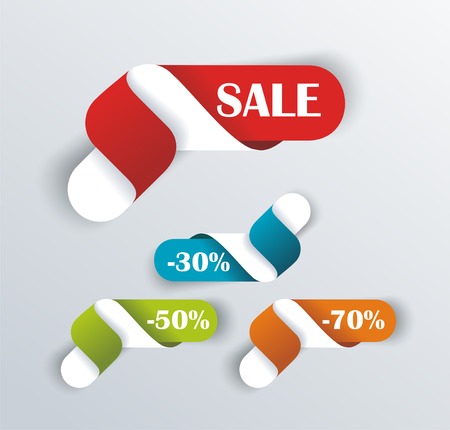 Hot deal color 3d realistic paper sale tags isolated on whiteのイラスト素材